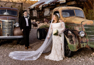 Vintage car wedding